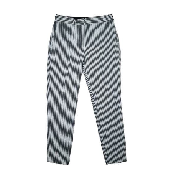 ZARA Navy & White Striped Tapered Pants – Size S – Seersucker Style - Picture 1 of 5